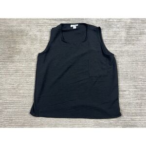 Just Be Top Womens Large Black Sleeveless Polyester Pocket Tank Casual